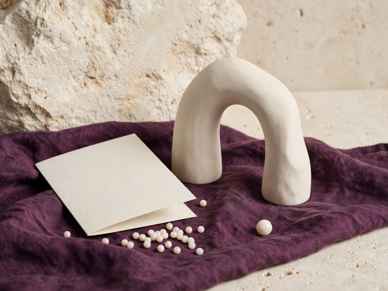 A blank policy card and ceramic arch